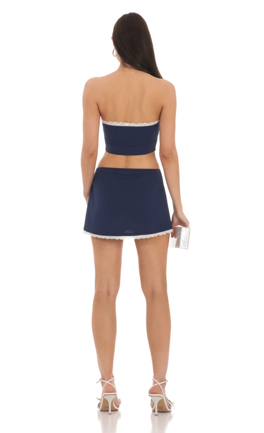 Lucy In The Sky Pointed Bow Two Piece Set in Navy