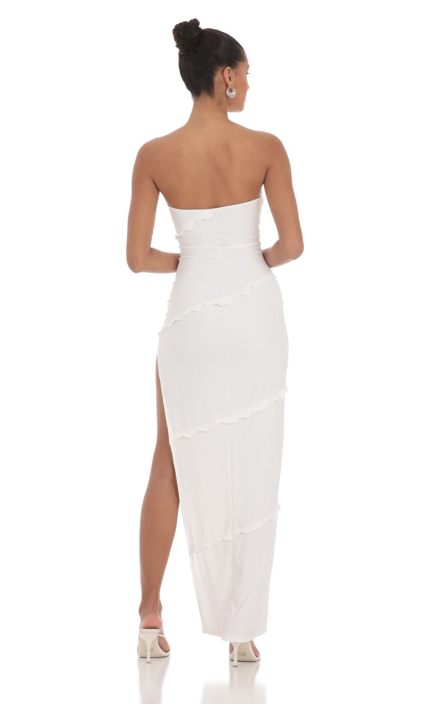 Lucy In The Sky Ruffle Strapless Dress in White