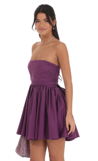 Lucy In The Sky Strapless A-line Dress in Purple