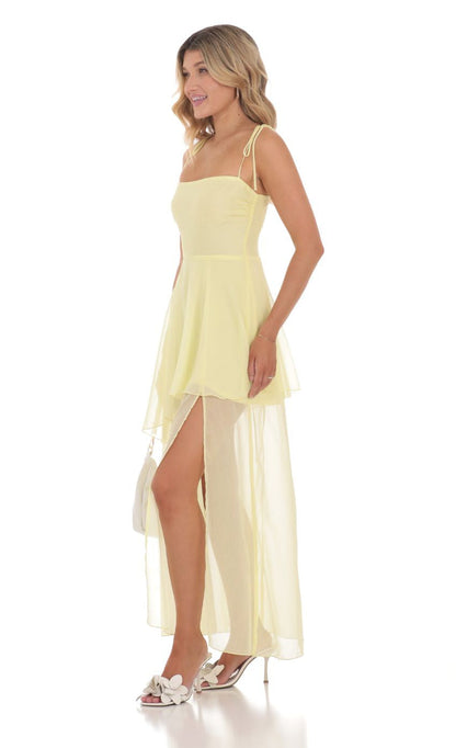 Lucy in the Sky Flow A-line Maxi Dress in Yellow