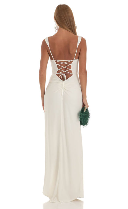 Lucy in the Sky Lace Maxi Dress in Ivory