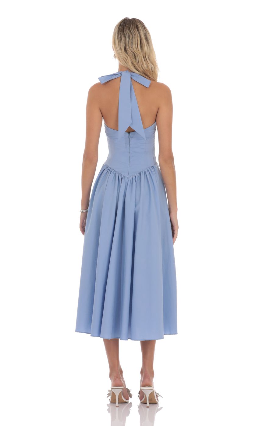 Lucy In The Sky Halter Midi Dress in Light Blue