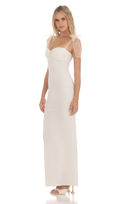 Lucy In The Sky Shoulder Ties Maxi Dress in White
