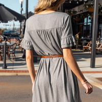 Cupshe Grey Ruffle Cuff Jersey Mini Dress