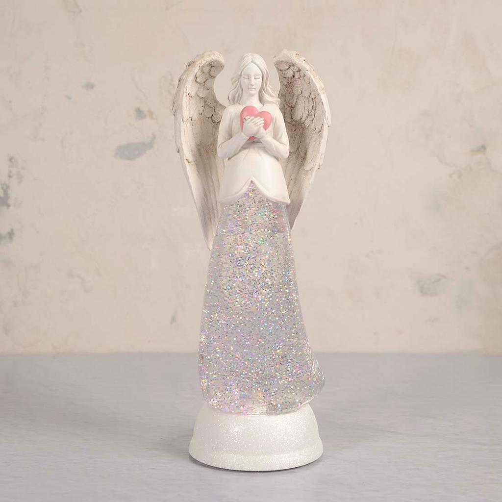 Cracker Barrel Acrylic Angel Shaped Glitter Globe