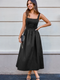 Cupshe Black Square Neck Sleeveless Shirred Waist Midi Dress (x2)