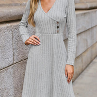 Cupshe Grey Knit Surplice Long Sleeve Mini Dress(X2)