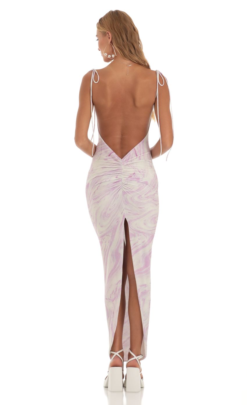 Lucy in the Sky Back Slit Maxi Dress in Purple Swirl