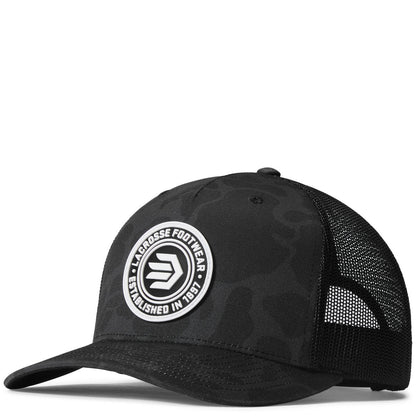 LaCrosse Footwear Rubber Patch Trucker Hat - Black Duck Camo