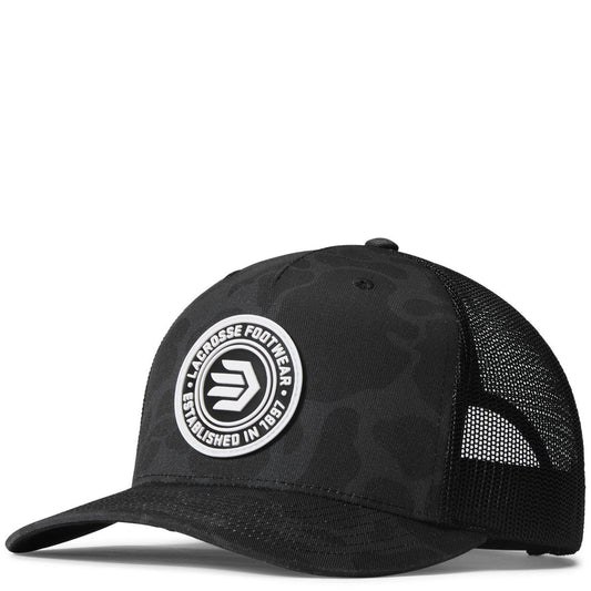 LaCrosse Footwear Rubber Patch Trucker Hat - Black Duck Camo