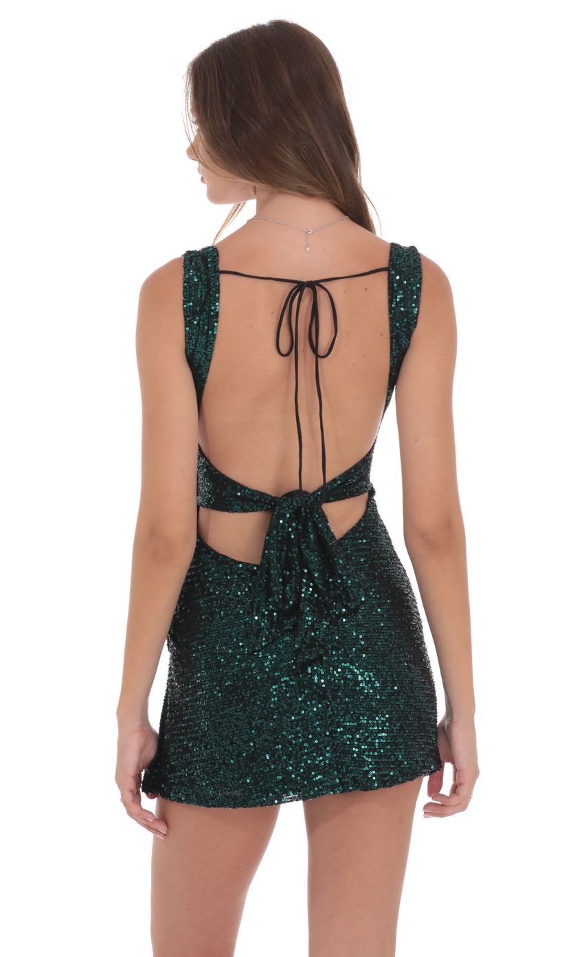 Lucy In The Sky Sequin Bodycon Dress in Green