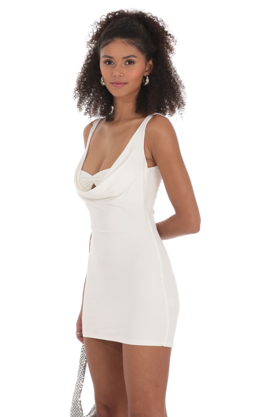 Lucy In The Sky Plunge Neck Bodycon Dress in White