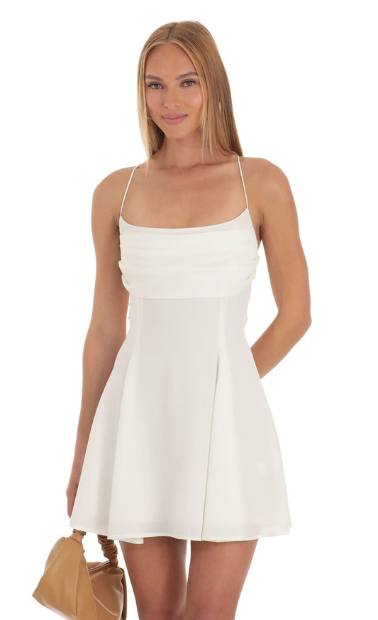 Lucy In The Sky Draped A-Line Dress in White