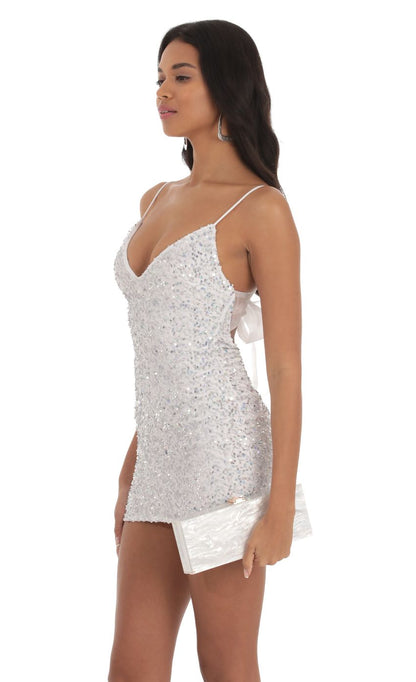 Lucy In The Sky Velvet Sequin Bodycon Dress in White