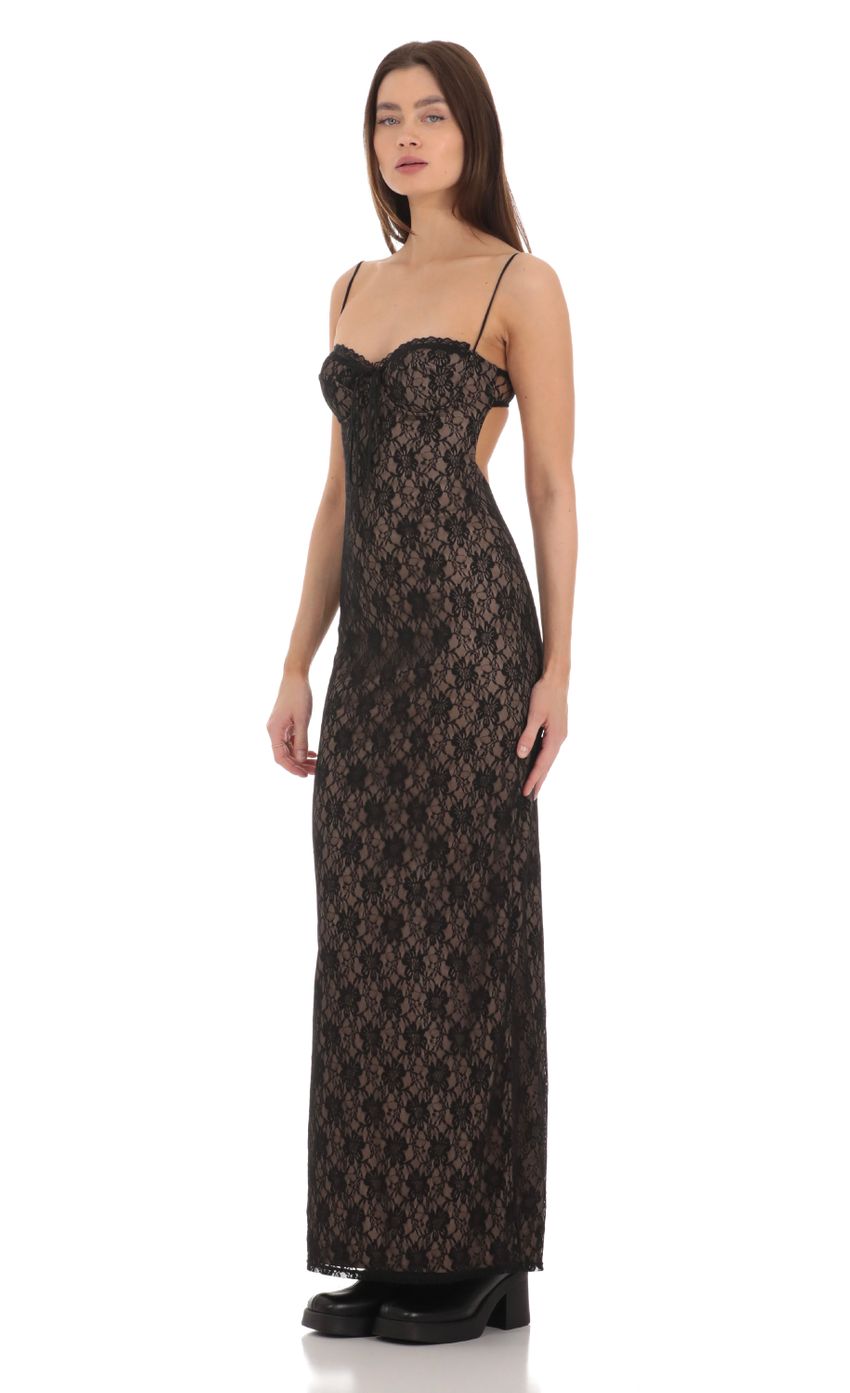 Lucy in the Sky Lace Bodycon Maxi Dress in Black