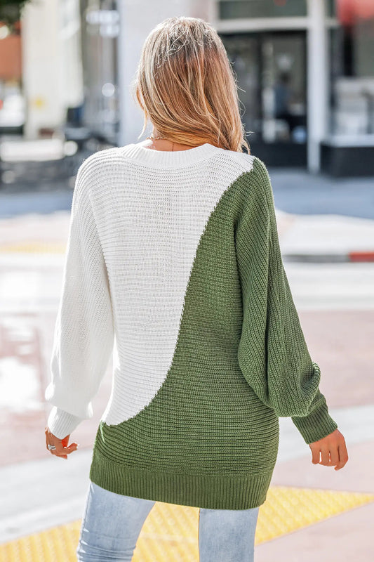 Cupshe V-Neck Ribbed Knit Two-Tone Sweater (x2)