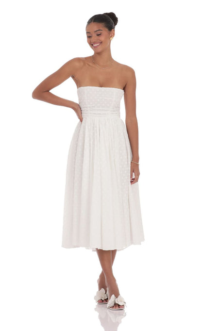 Lucy In The Sky Floral Back Bow Midi Dress in White