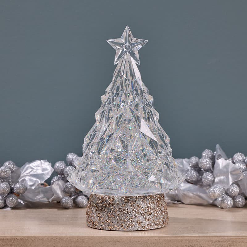 Cracker Barrel Clear Tree Glitter Globe