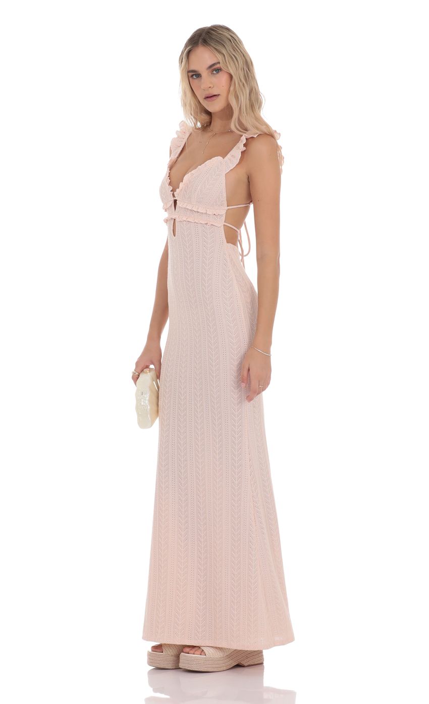 Lucy In The Sky Knit Ruffle Maxi Dress in Pink