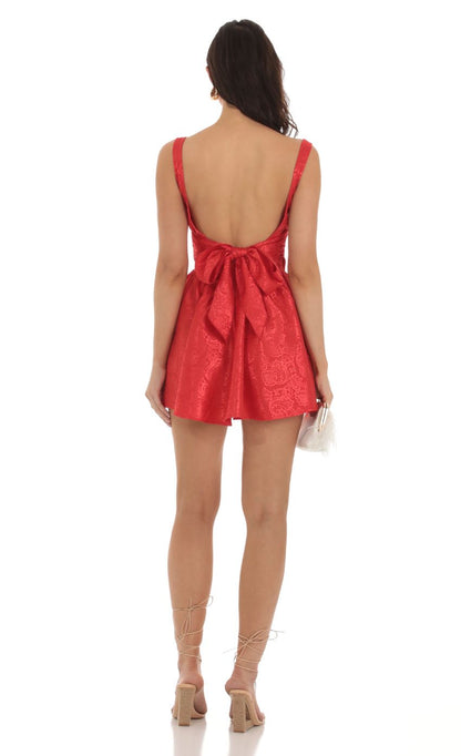 Lucy In The Sky Jacquard Mini Dress in Red