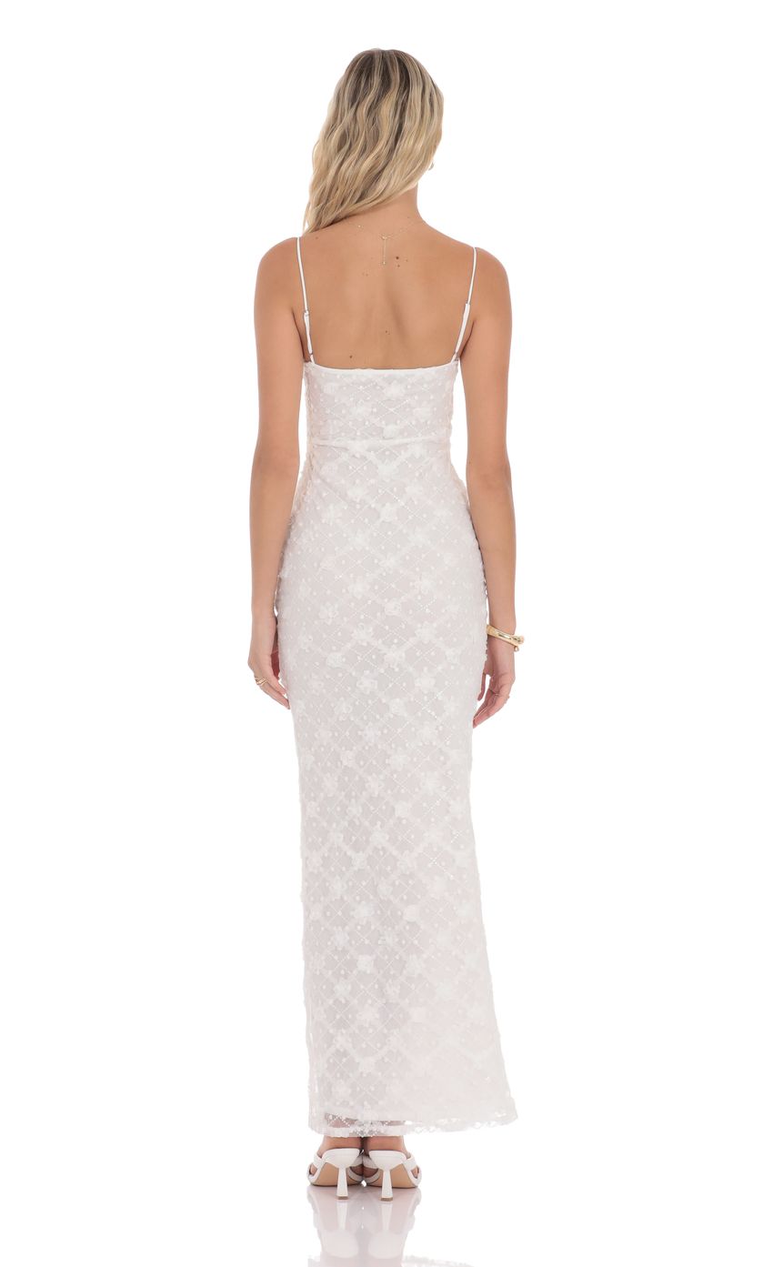Lucy In The Sky Sequin Floral Maxi Dress in White