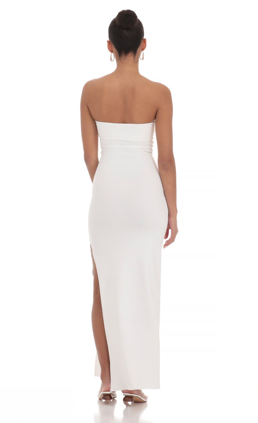 Lucy In The Sky Strapless Bodycon Maxi Dress in White