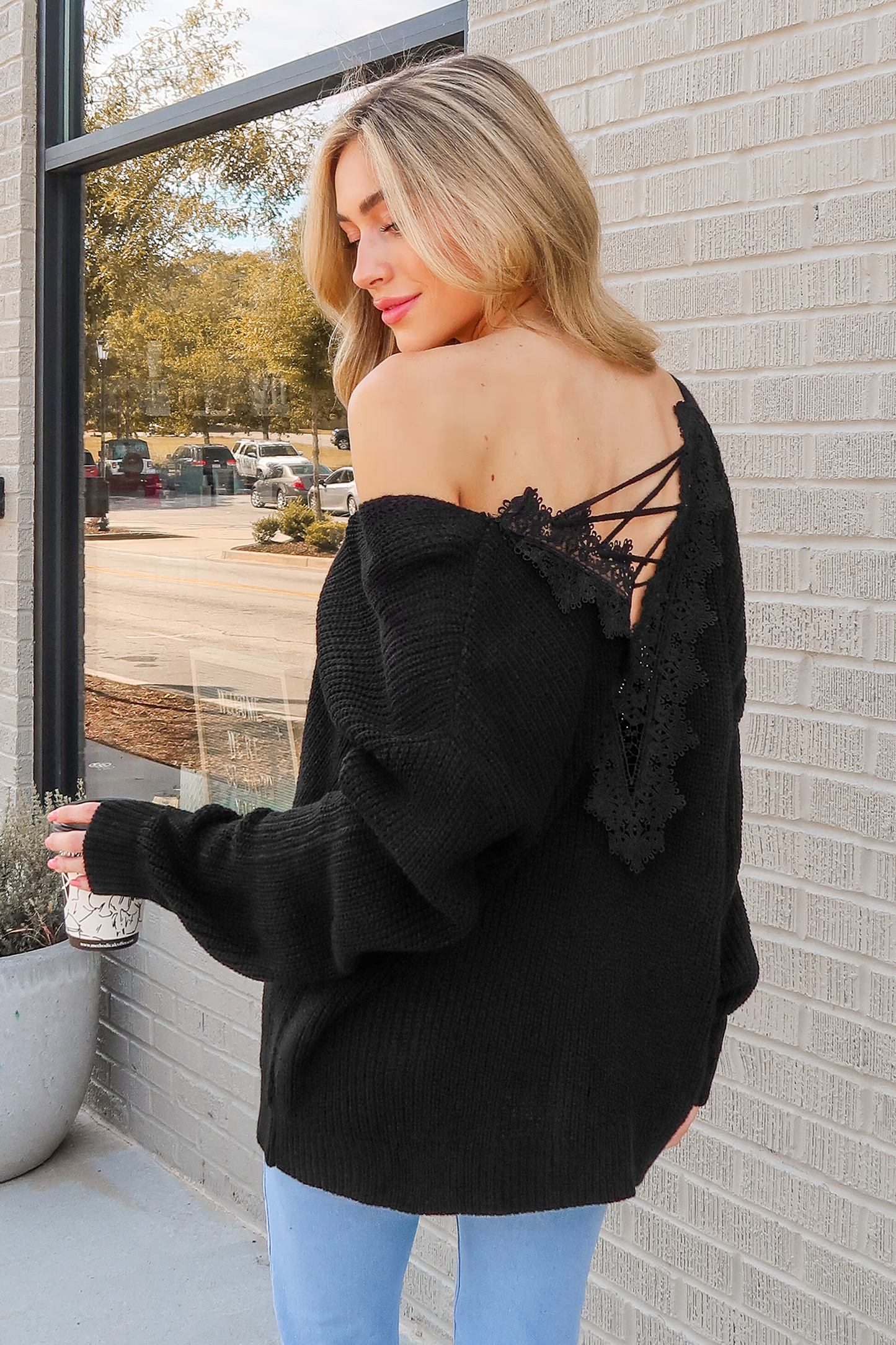 Cupshe Onyx Crisscross Lace Crochet Sweater (x2)