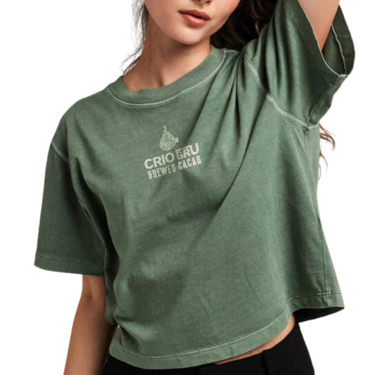 Crio Bru Branded Women’s Relaxed Crop Tee - Sage