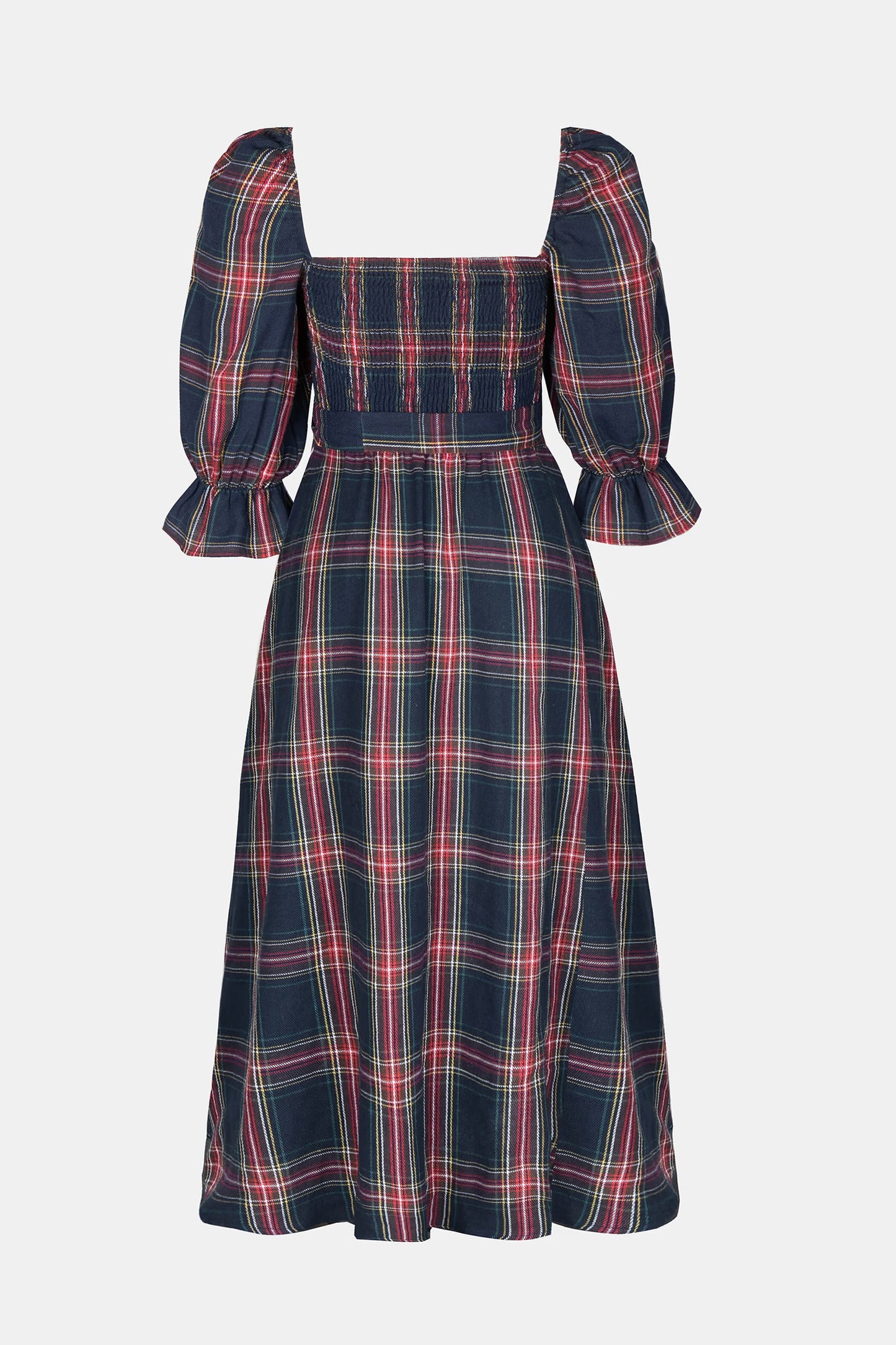 Cupshe X Gabby Windey Burgundy Belted Plaid Smocked Maxi Dress