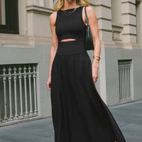 Cupshe Boat Neck Sleeveless Cutout Maxi Dress