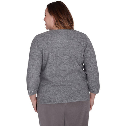 Alfred Dunner Women's Pewter Fairisle Sweater