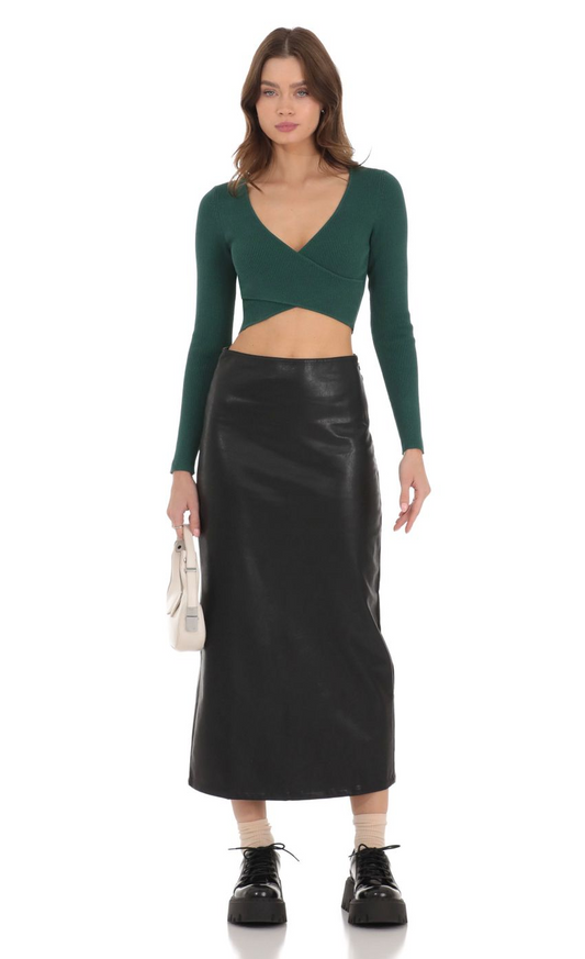 Lucy in the Sky Faux Leather Maxi Skirt in Black