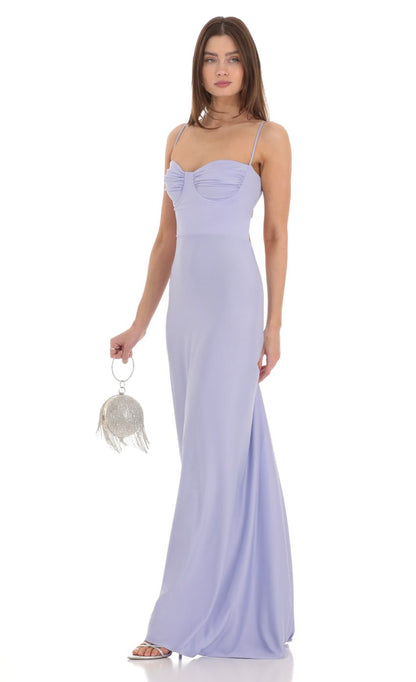 Lucy In The Sky Ruched Maxi Dress in Blue