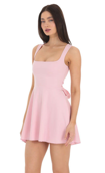 Lucy In The Sky Back Bow A-Line Dress in Pink