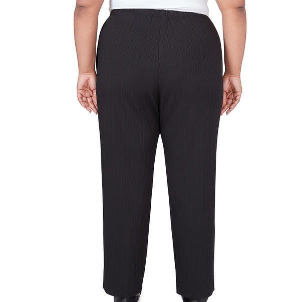 Alfred Dunner Women's Ribbed Black Pant