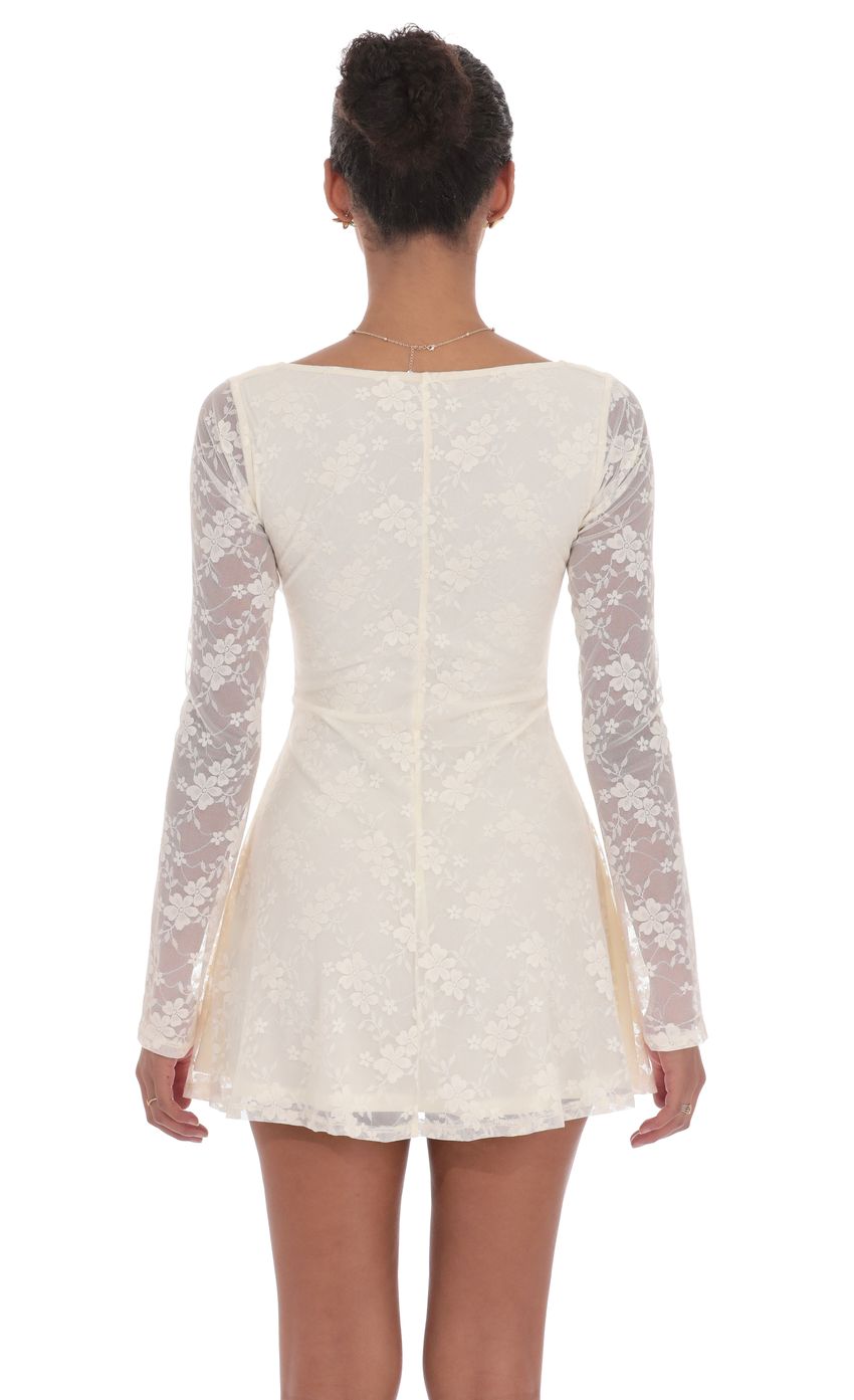 Lucy in the Sky Lace Twist Cutout Dress in Cream