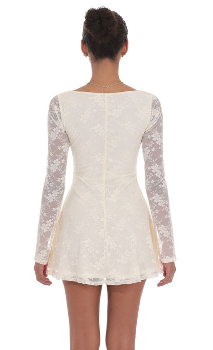 Lucy in the Sky Lace Twist Cutout Dress in Cream