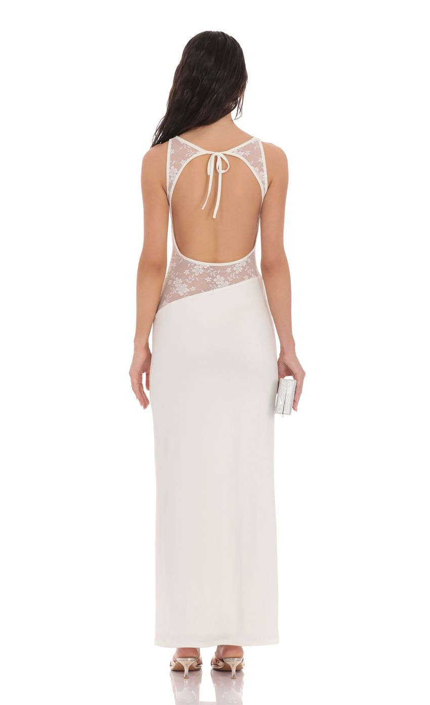 Lucy In The Sky Lace Cutout Maxi Dress in White