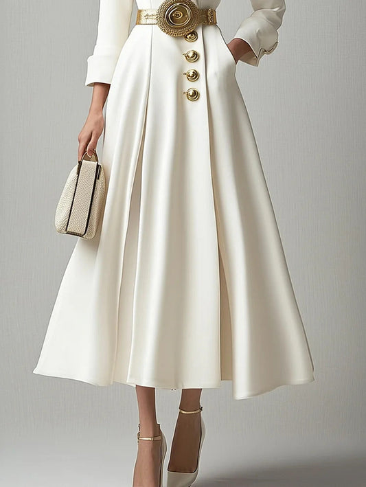 Ursime Formal Lapel Button Pocket Midi Coat Dress