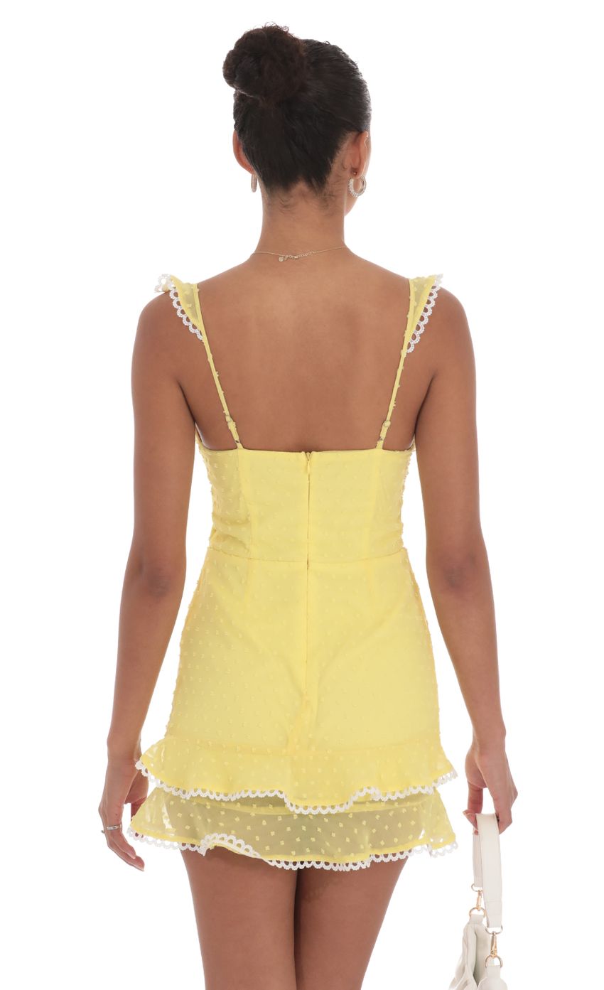 Lucy in the Sky Dotted Chiffon Sweetheart Dress in Yellow