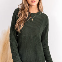 Cupshe Green Round Neck Long Sleeve Knit Sweater