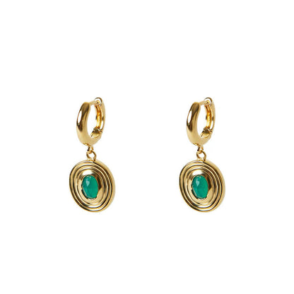 ARGENTO VIVO THE GREEN AGATE OVAL DROP EARRING