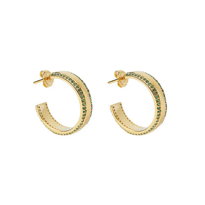 ARGENTO VIVO THE GREEN CZ HOOP