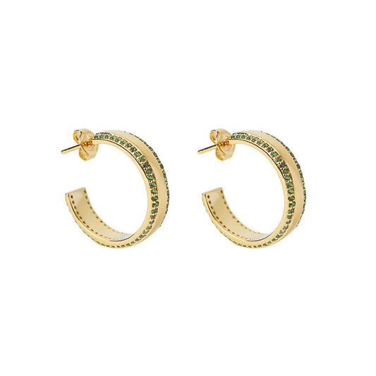ARGENTO VIVO THE GREEN CZ HOOP