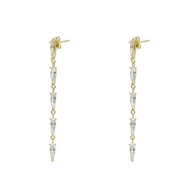 ARGENTO VIVO THE PEAR CZ LINEAR EARRING