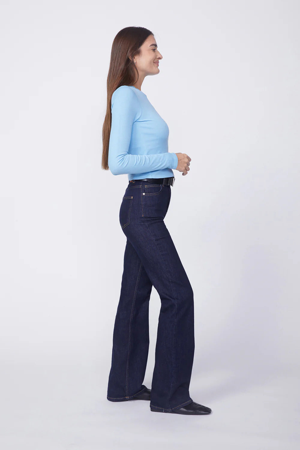 BAILEY/44 Women's Stateside 2X1 Rib Long Sleeve Scoop Top in Olympic Blue