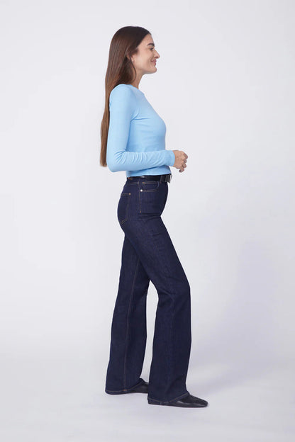 BAILEY/44 Women's Stateside 2X1 Rib Long Sleeve Scoop Top in Olympic Blue