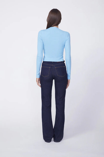 BAILEY/44 Women's Stateside 2X1 Rib Long Sleeve Scoop Top in Olympic Blue