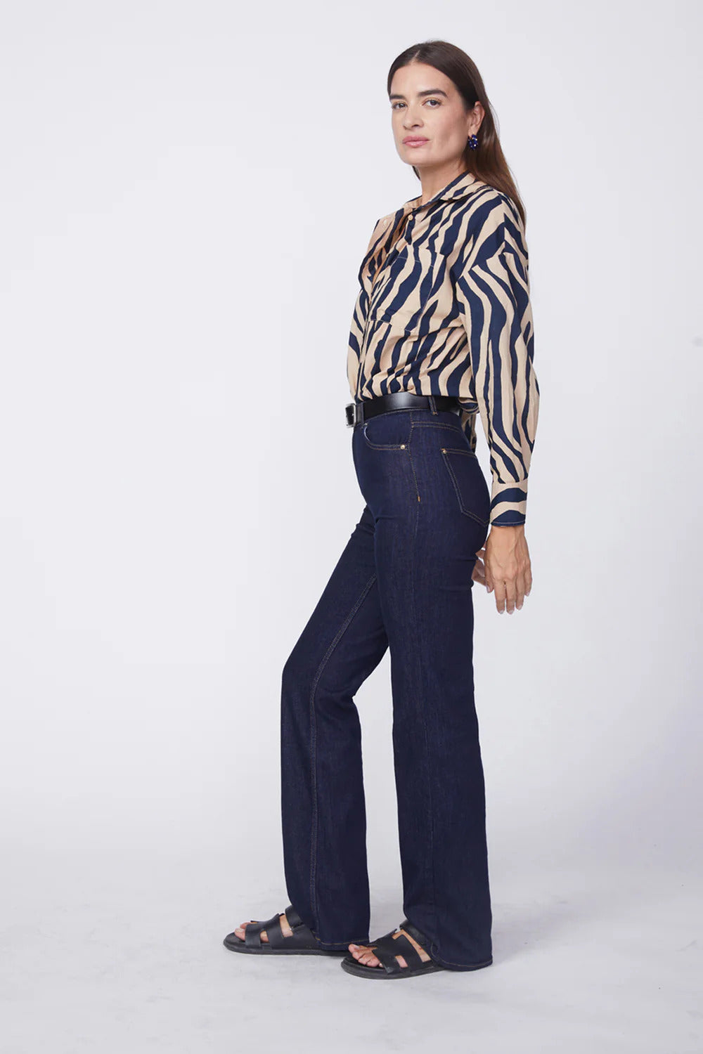BAILEY/44 Women's Stateside Zebra Voile Oversized Shirt in Almond