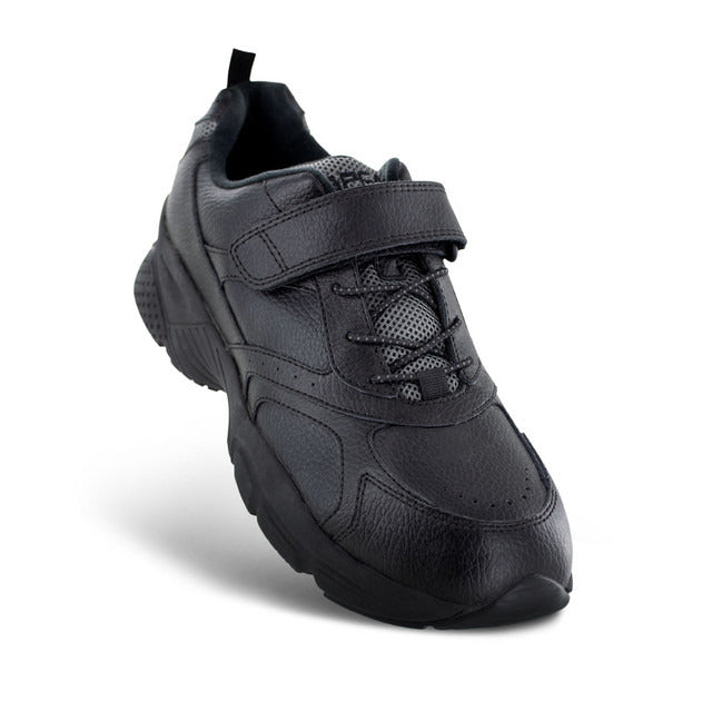 Apexfoot Men's Active Athletic Strap Walking Shoe- Black